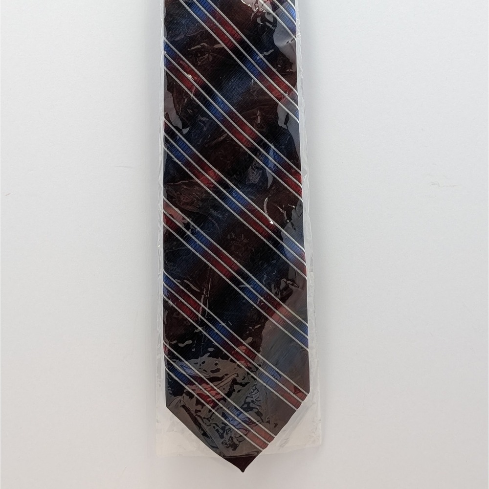 Gold City Handmade Mens Striped Burgundy Blue Silk Blend Necktie